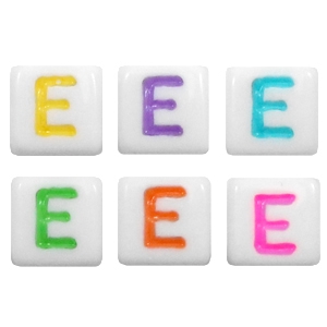 Buchstaben Perlen aus Acryl E Multicolour-weiss