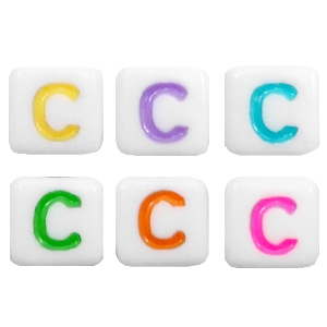 Buchstaben Perlen aus Acryl C Multicolour-weiss
