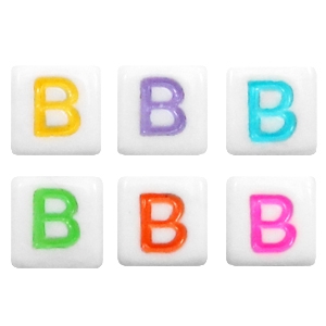 Buchstaben Perlen aus Acryl B Multicolour-weiss