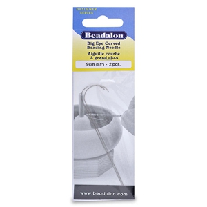 Beadalon flexibel F&auml;delnadel 9cm curved grosse &Ouml;se Silber