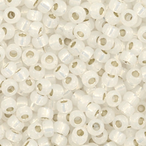 Miyuki Rocailles 8/0 Gilt lined opal white 8-551