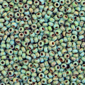 Miyuki Rocailles 11/0 Opaque picasso turquoise blue 11-4514