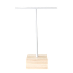 Schmuckdisplay Ohrringe T-Form mit Holz St&auml;nder Weiss-Holz