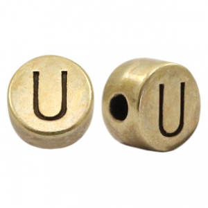 Perlen Buchstabe DQ  U Antik bronze (nickelfrei)