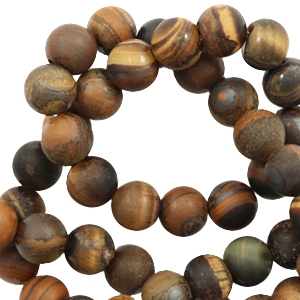 Naturstein Perlen Quarz (Achat, Tigerauge Patrone) 8mm matt Dark brown