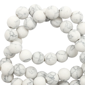 8 mm Naturstein Perlen Matt mit Marble Look White