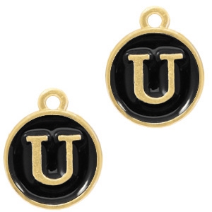 Basic quality Metall Anh&auml;nger Buchstaben U Gold-schwarz