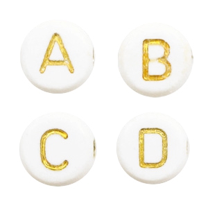 Buchstaben Perlen aus Acryl Mix Off white-gold