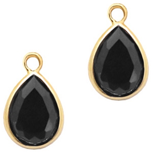 Anh&auml;nger Kristallglas tropfenform 11x7mm Jet black-gold