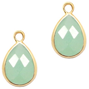 Anh&auml;nger Kristallglas tropfenform 6x8mm Green opal-gold