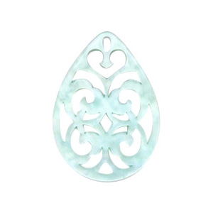 Resin Anh&auml;nger Tropfen Barock 38x27mm Bleached aqua