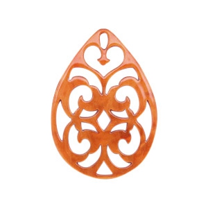 Resin Anh&auml;nger Tropfen Barock 38x27mm Flame orange