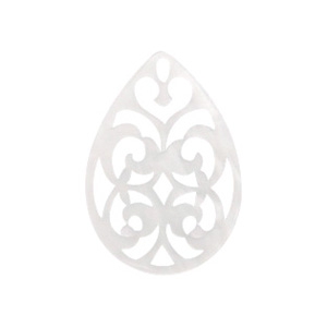 Resin Anh&auml;nger Tropfen Barock 38x27mm Bright white
