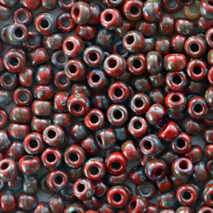 Miyuki Rocailles 8/0 Opaque picasso red 8-4513