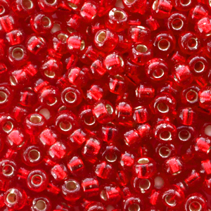 Miyuki Rocailles 8/0 Silverlined flame red 8-10
