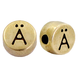 Metall Perlen Buchstabe DQ &Auml; Antik bronze (Nickelfrei)