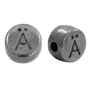 Metall Perlen Buchstabe DQ &Auml; Silber anthrazit (Nickelfrei)