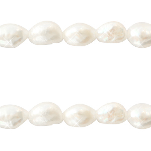 BQ S&uuml;sswasserperlen Nugget oval 7x3mm Natural white 