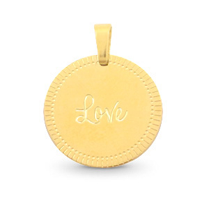 Stainless Steel - Rostfrei Stahl Anh&auml;nger 15mm "love" Mix&Match Gold
