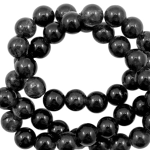 6 mm Naturstein Perlen Black opal