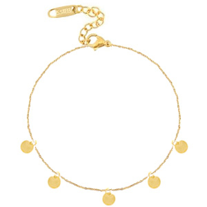 Fusskettchen aus Stainless Steel - Rostfreiem Stahl Munze Gold