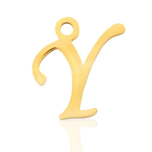 Stainless Steel - Rostfrei Stahl Anh&auml;nger Initial Y Gold