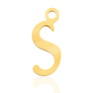 Stainless Steel - Rostfrei Stahl Anh&auml;nger Initial S Gold