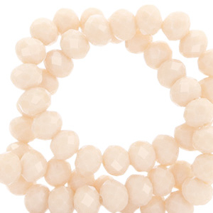 Top Glas Facett Perlen 6x4 mm rondellen Peach beige-pearl shine coating
