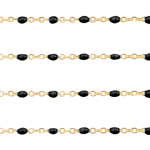 Stainless Steel - Rostfrei Stahl Schmuckzubeh&ouml;r Gliederkette 1mm Schwarz-gold