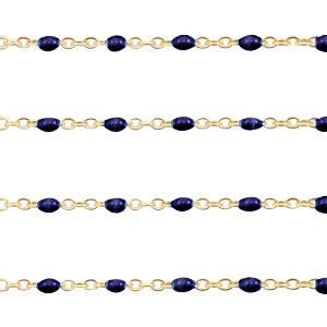 Stainless Steel - Rostfrei Stahl Schmuckzubeh&ouml;r Gliederkette 1mm Dunkel blau-gold