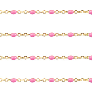 Stainless Steel - Rostfrei Stahl Schmuckzubeh&ouml;r Gliederkette 1mm Pink-gold