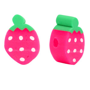 Polymer Perlen Erdbeere Pink-green