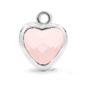 Anh&auml;nger Kristallglas Herz Rose alabaster-silver