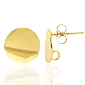 Metall Zubeh&ouml;r TQ Ohrstecker 12mm mit &Ouml;se Gold