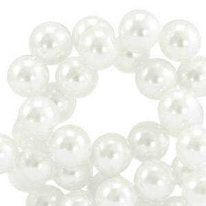 Top Qualit&auml;t Glaswachsperlen 6mm White