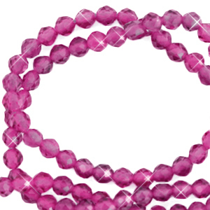 Naturstein Perlen Facett geschliffen 3mm Magenta pink