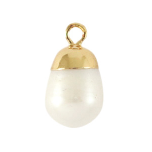 BQ S&uuml;sswasserperlen Anh&auml;nger round Gold-Natural white