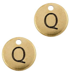 Metall Anh&auml;nger DQ Initiale Q Antik bronze (Nickelfrei)