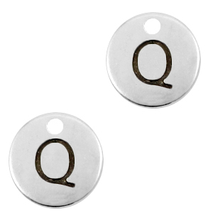 Metall Anh&auml;nger DQ Initiale Q Antik silber (Nickelfrei)