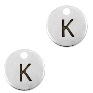 Metall Anh&auml;nger DQ Initiale K Antik silber (Nickelfrei)