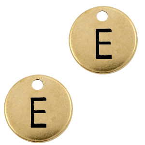 Metall Anh&auml;nger DQ Initiale E Antik bronze (Nickelfrei)