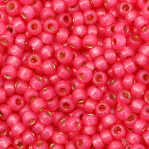 Miyuki Rocailles 8/0 Duracoat silverlined dyed flamingo pink 8-4239
