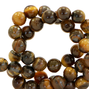 Naturstein Perlen Tigerauge 4mm Multicolour brown