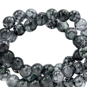 4 mm Glasperlen meliert Dark grey
