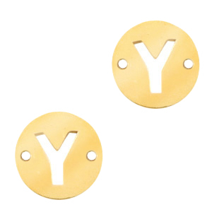 Stainless Steel - Rostfreiem Stahl Anh&auml;nger Zwischenst&uuml;ck rund 10mm Initial coin Y Gold