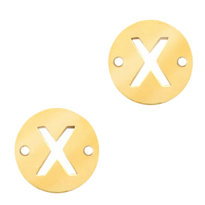 Stainless Steel - Rostfreiem Stahl Anh&auml;nger Zwischenst&uuml;ck rund 10mm Initial coin X Gold