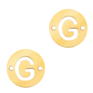 Stainless Steel - Rostfrei Stahl Anh&auml;nger Zwischenst&uuml;ck 10mm Initial coin G Gold