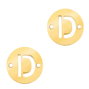 Stainless Steel - Rostfrei Stahl Anh&auml;nger Zwischenst&uuml;ck 10mm Initial coin D Gold