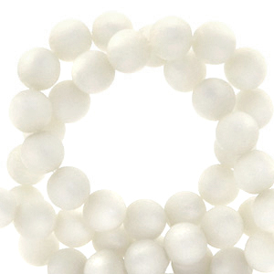 Super Polaris Perlen 6 mm rund matt Brilliant white