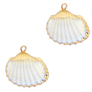 Muschel Anh&auml;nger Specials Herzmuschel Gold-White
